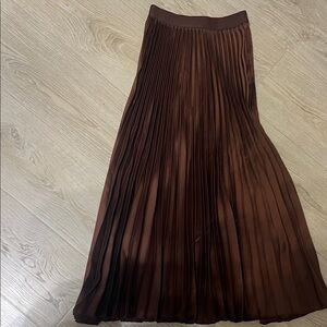 H&M Chocolate A-Line Pleated Skirt